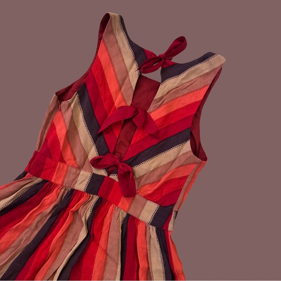 Urban Outfitters Cooperative Striped Bow Back Dress - Size 4 - Picture 2 of 5